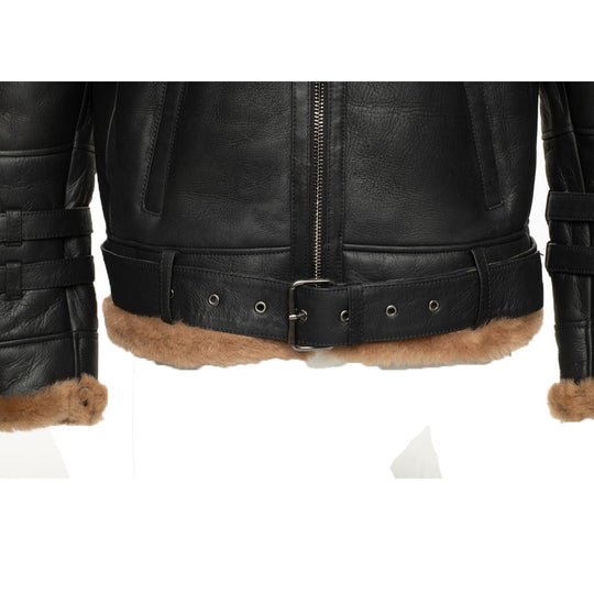 Viktor's black Aviator bomber shearling jacket