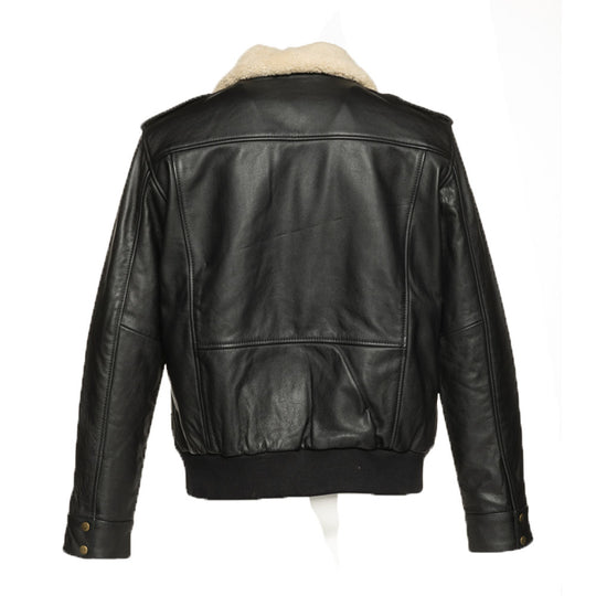 Alaric black bomber jacket with shearling collar