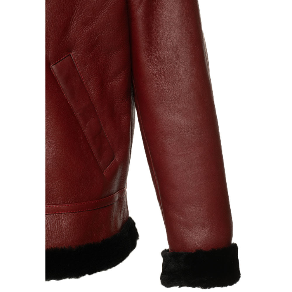 Aurelius Burgundy B3 bomber shearling jacket