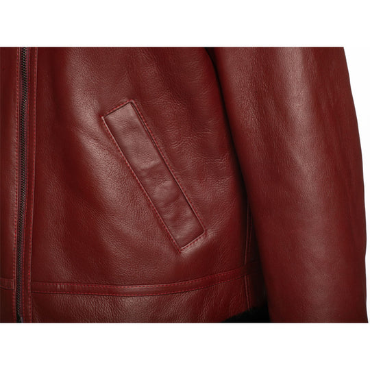 Aurelius Burgundy B3 bomber shearling jacket