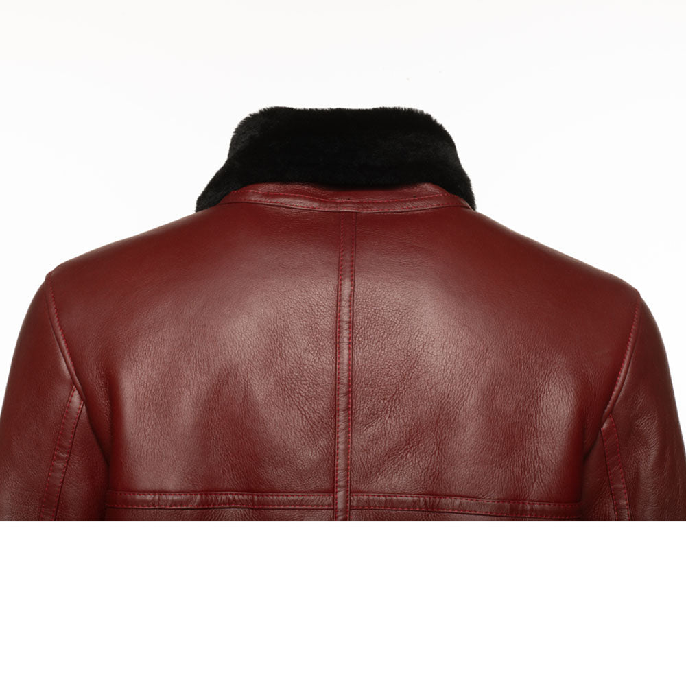 Aurelius Burgundy B3 bomber shearling jacket