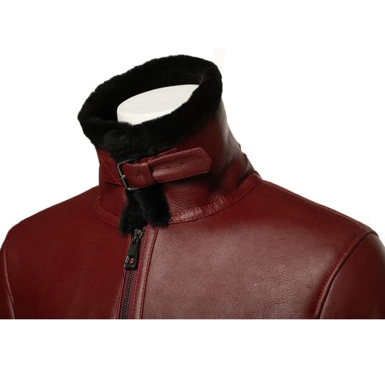 Aurelius Burgundy B3 bomber shearling jacket