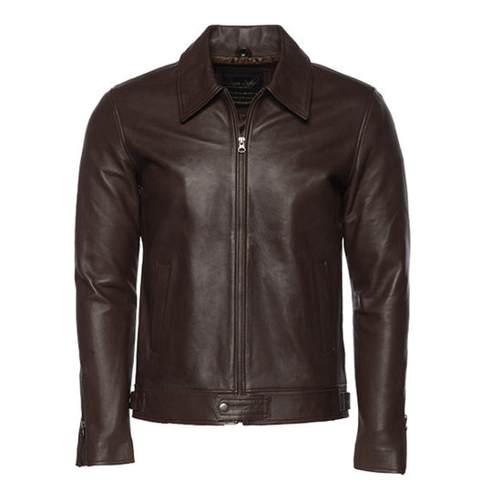 Brown leather jacket with collars