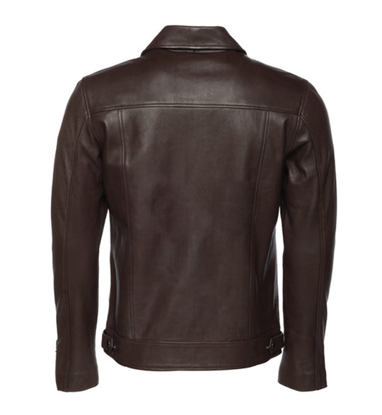 Brown leather jacket with collars