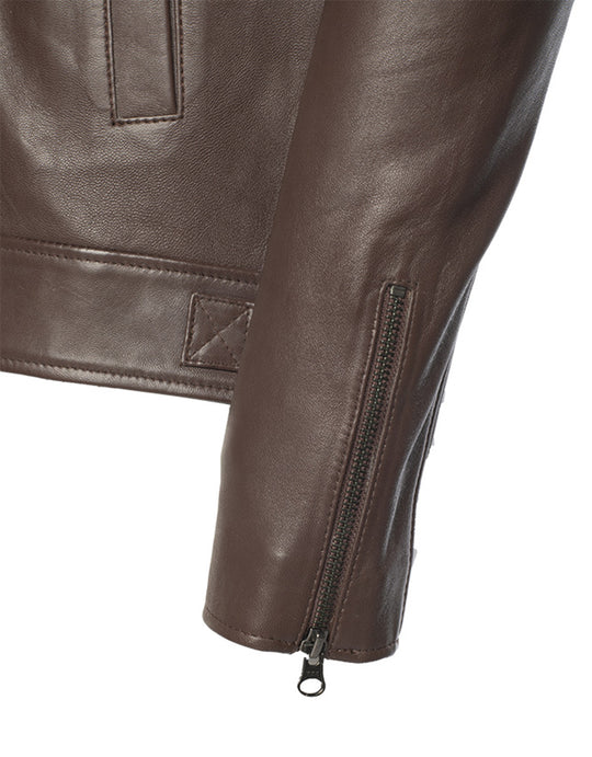 Brown leather jacket with collars