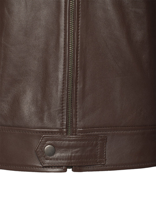 Brown leather jacket with collars