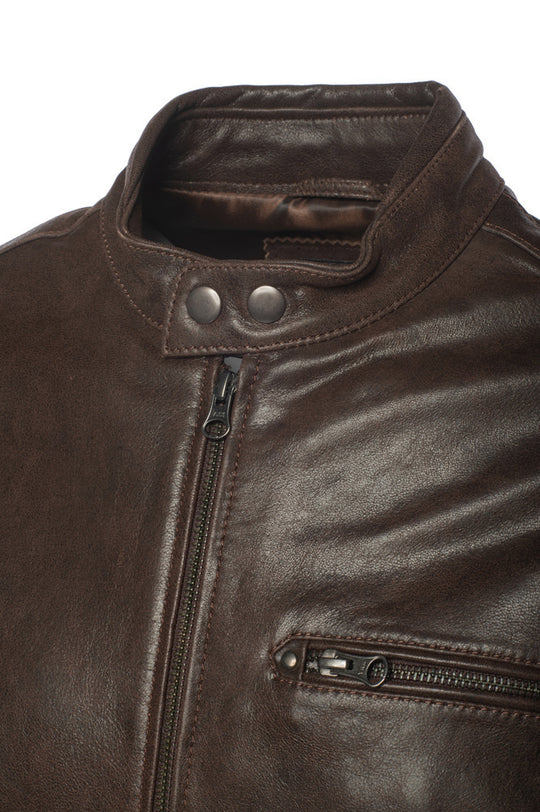 Arthur vintage brown café racer leather jacket