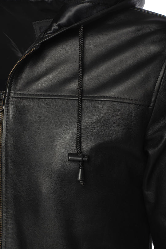 Jayden Black Leather Jacket Hoodie