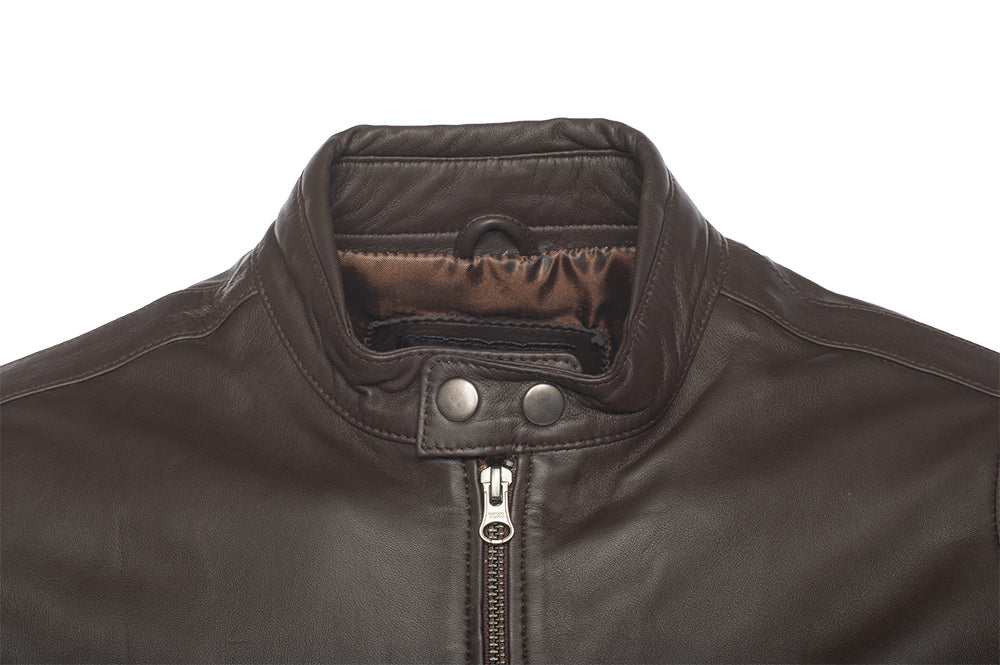 Arthur dark brown café racer leather jacket