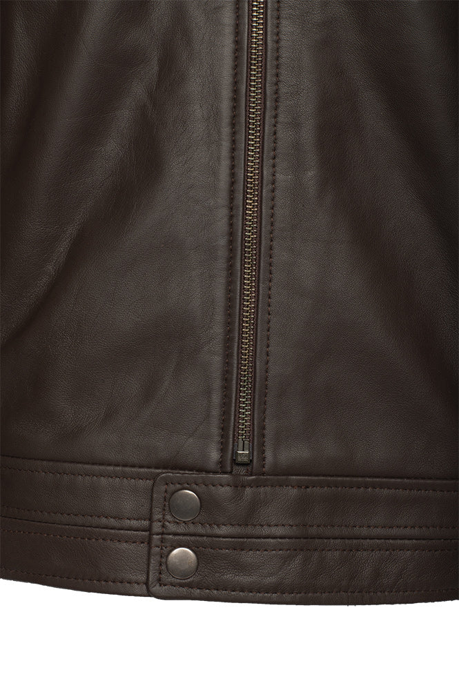 Arthur dark brown café racer leather jacket