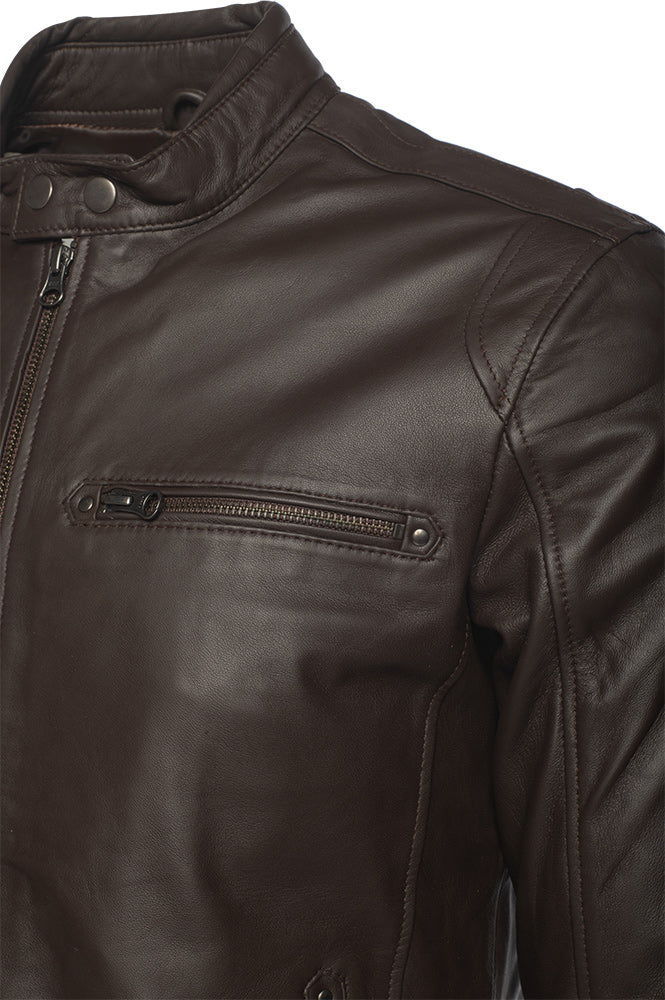 Arthur dark brown café racer leather jacket