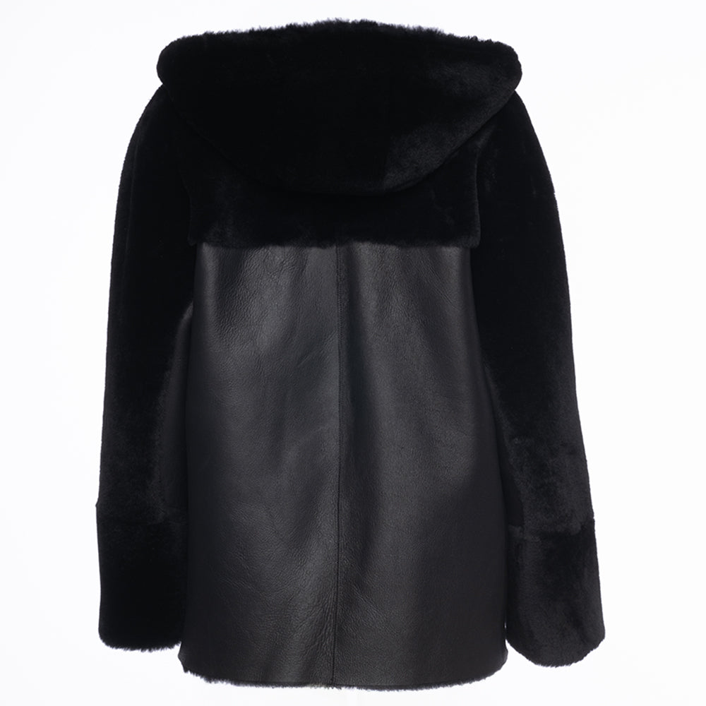 Elena black Reversible shearling jacket