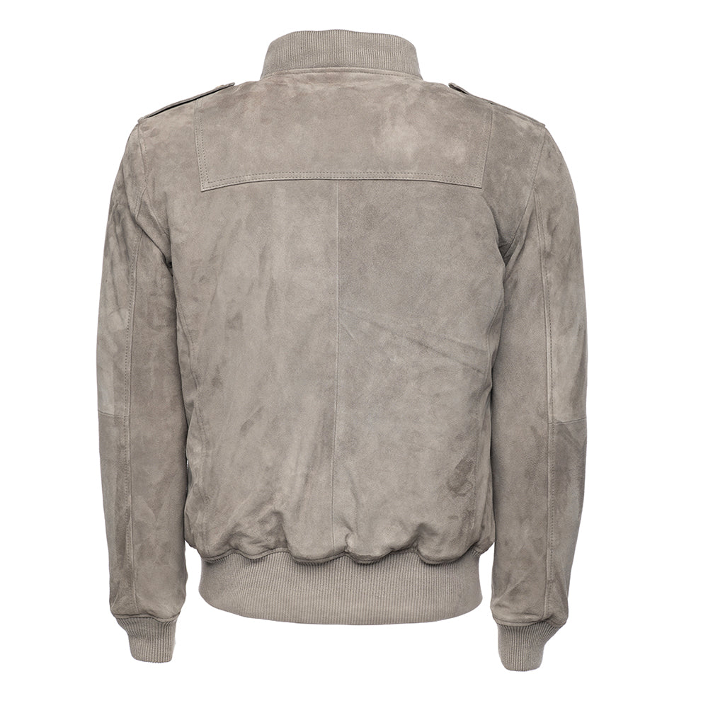 Holden Ash Grey Suede Bomber Jacket