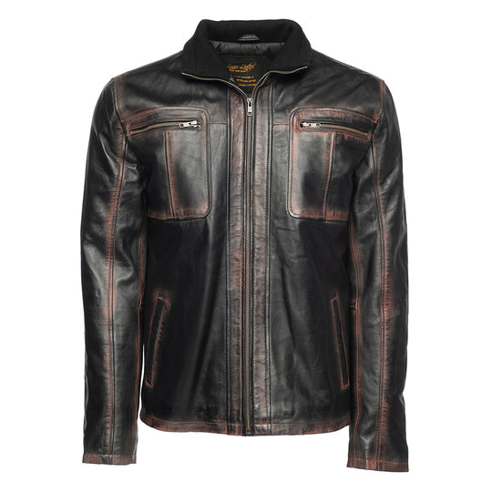 Arden burnished copper leather jacket