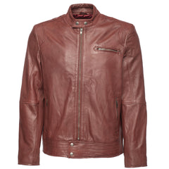 Arthur burgundy café racer leather jacket