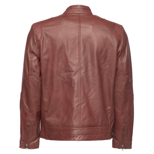 Arthur burgundy café racer leather jacket