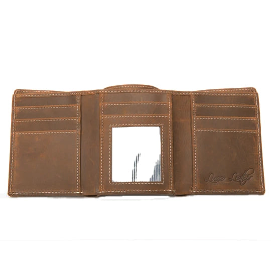 Brown tri-fold Leather wallet