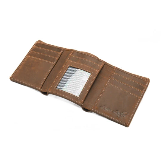 Brown tri-fold Leather wallet