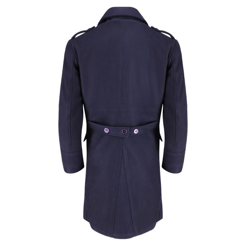Lorenzo navy blue wool overcoat