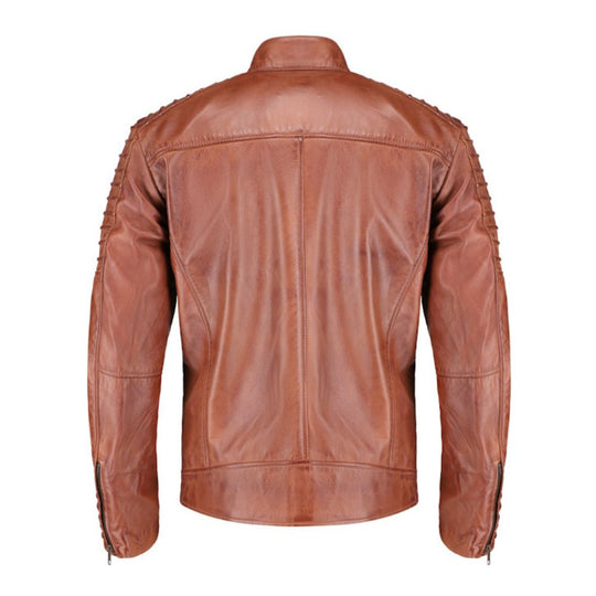 Cafe racer distressed jacket with piping