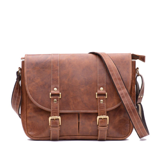 Men's Vintage Tan oiled leather Satchel Bag