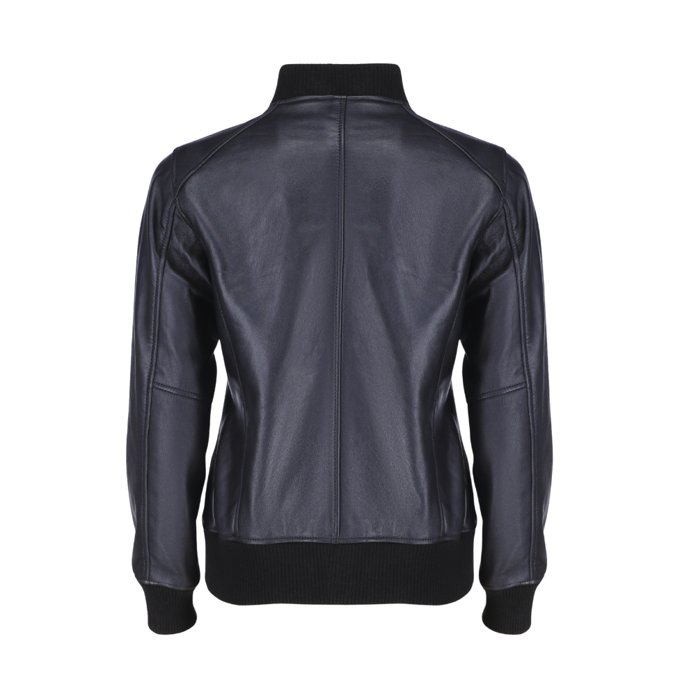 Navea Women's Black Bomber Leather Jacket