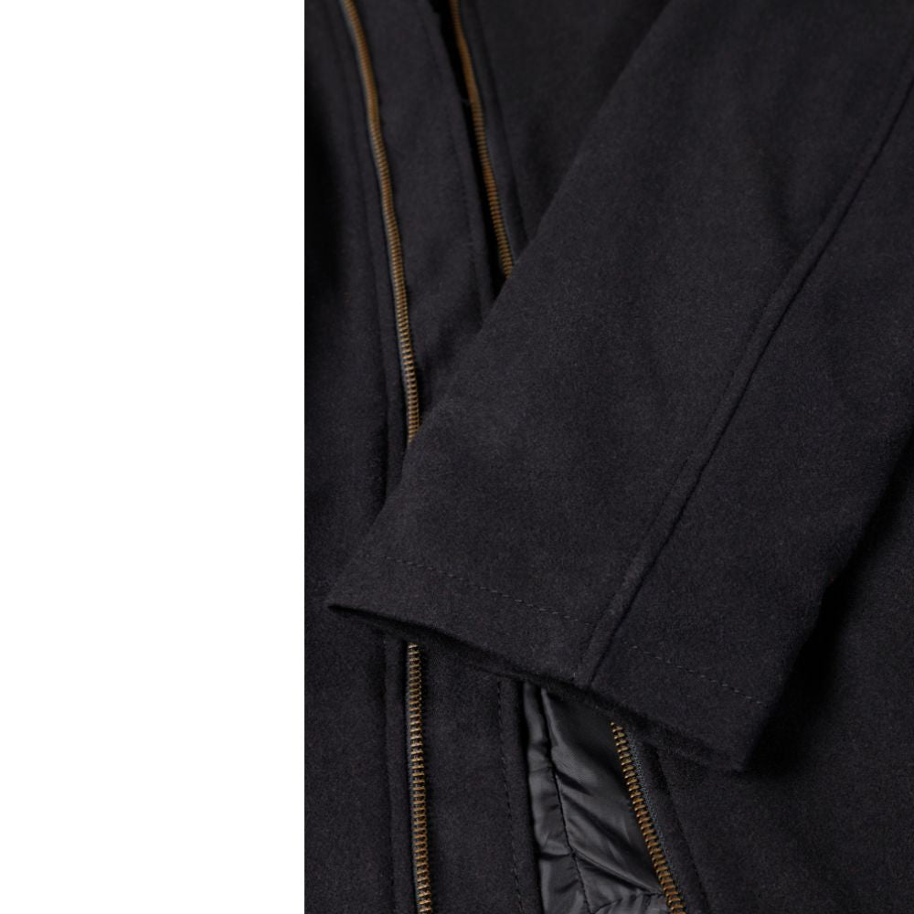 Maddox Black hooded long wool coat