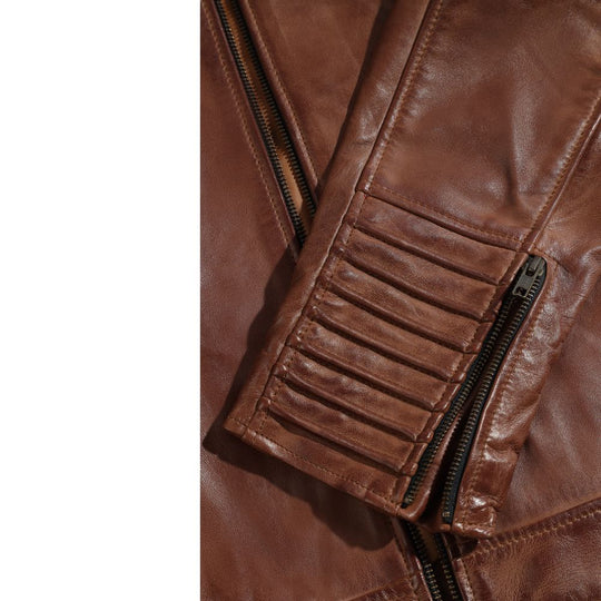 Cafe racer distressed jacket with piping
