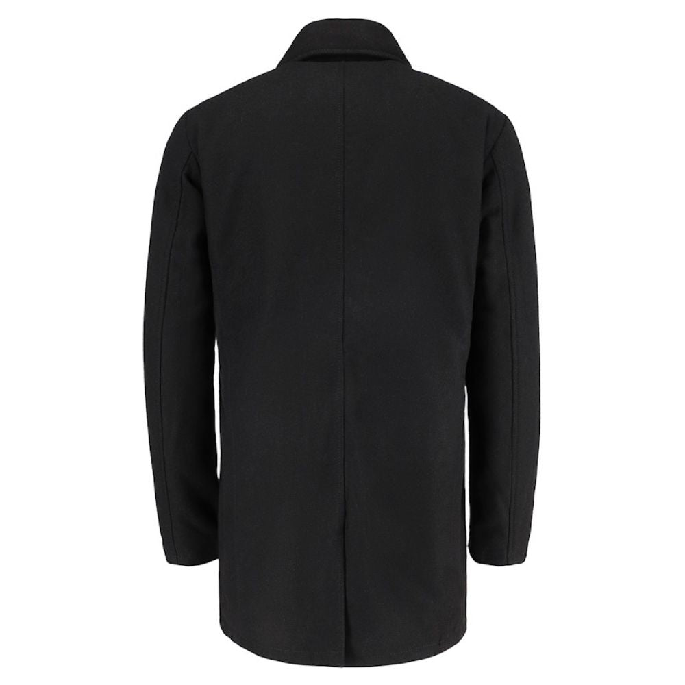 Elias black wool overcoat