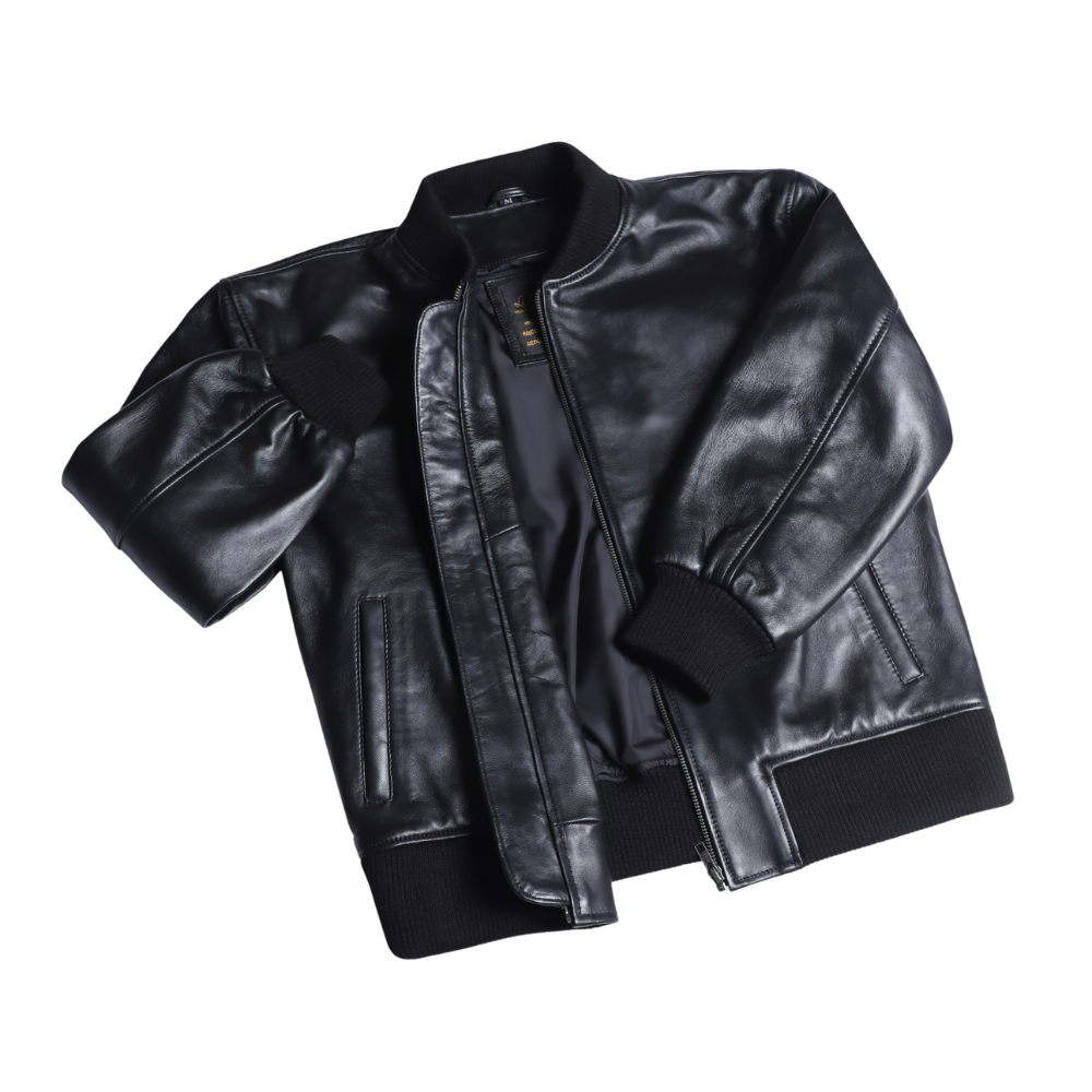 Navea Women's Black Bomber Leather Jacket