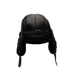Black sheepskin shearling Aviator Hat