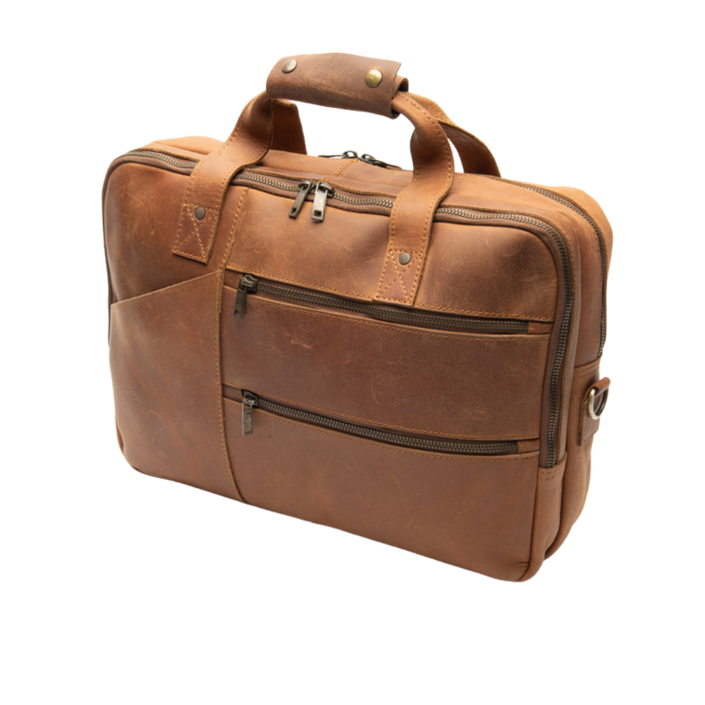 Tan Leather Briefcase laptop Bag