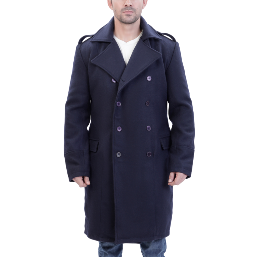 Lorenzo navy blue wool overcoat