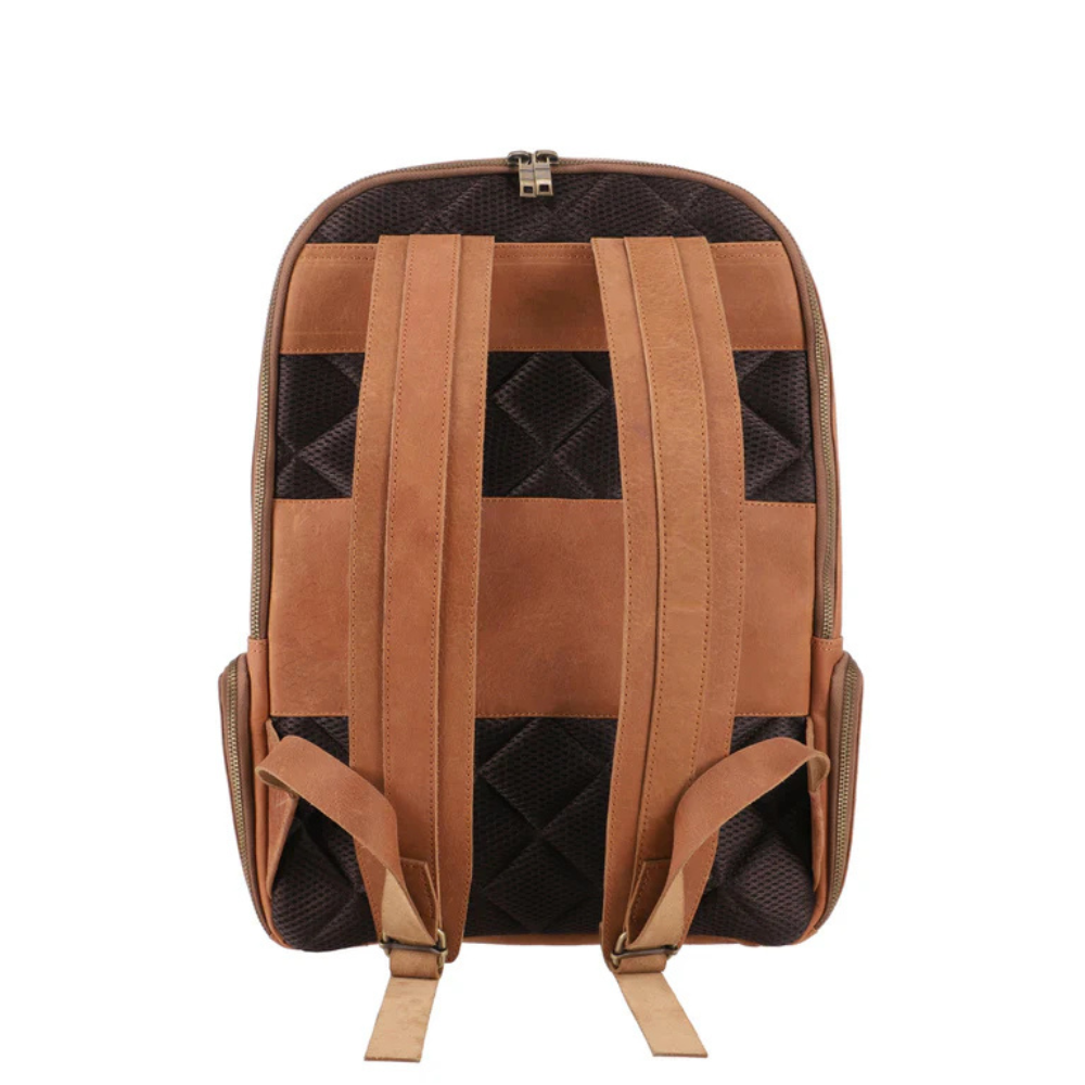 Tan Brown Leather Backpack