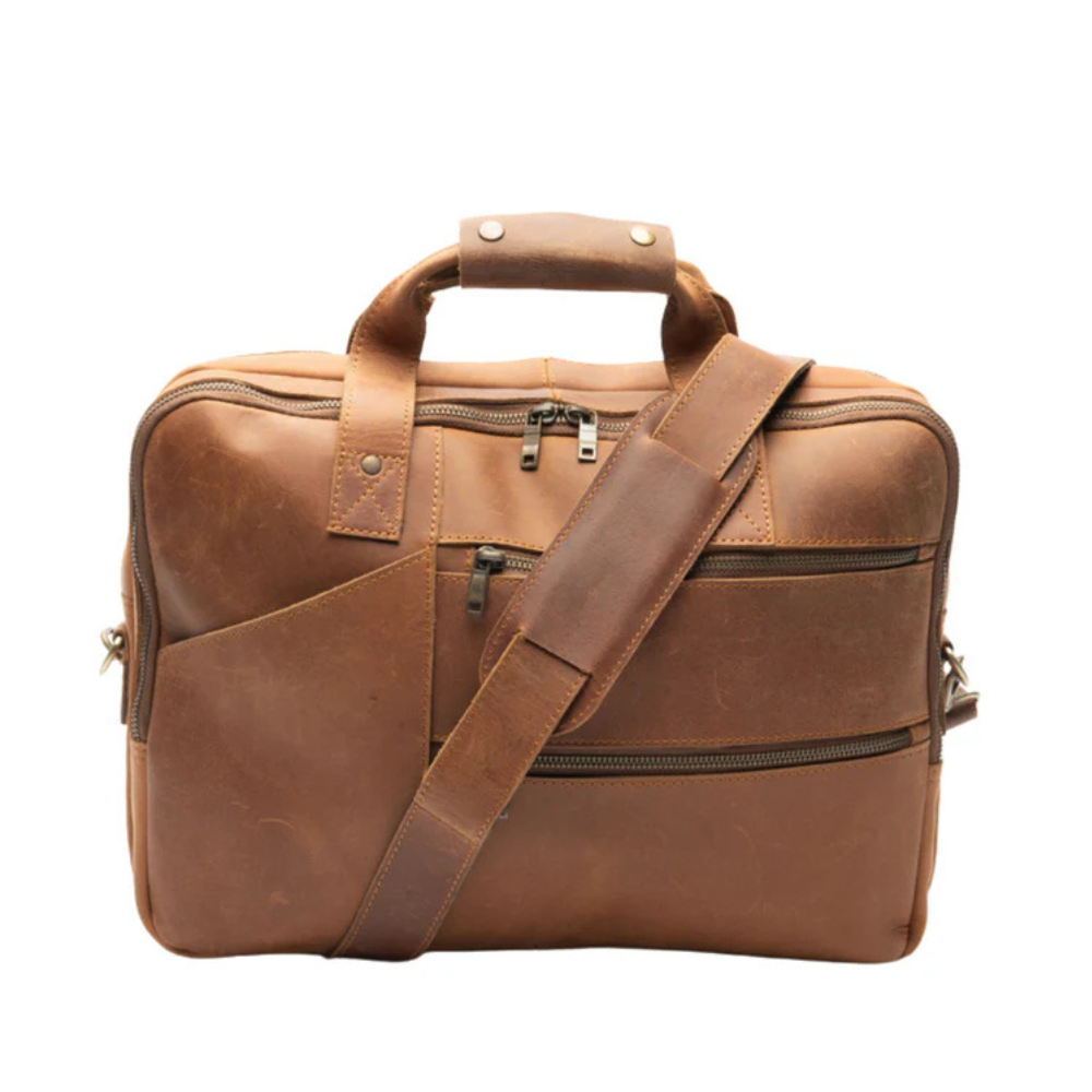 Tan Leather Briefcase laptop Bag