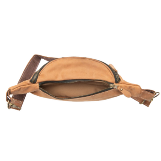 Rustic tan cross body sling bag