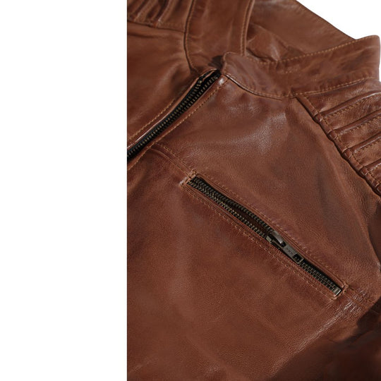 Cafe racer distressed jacket with piping