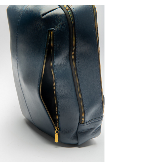 Urban Navy Leather Backpack