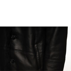 Christian black shearling car coat