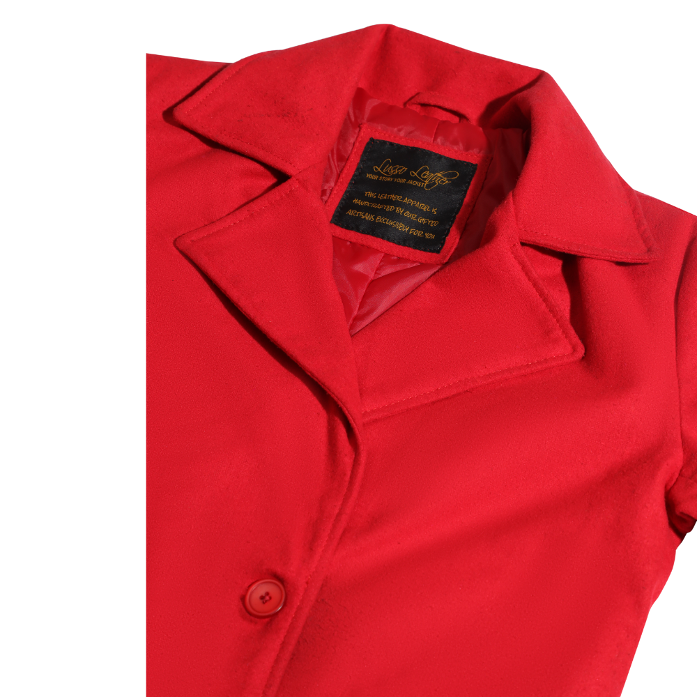 Isla red women's wool overcoat