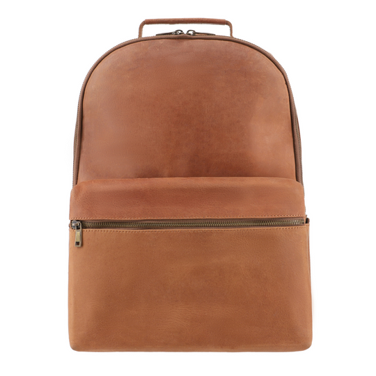 Tan Brown Leather Backpack