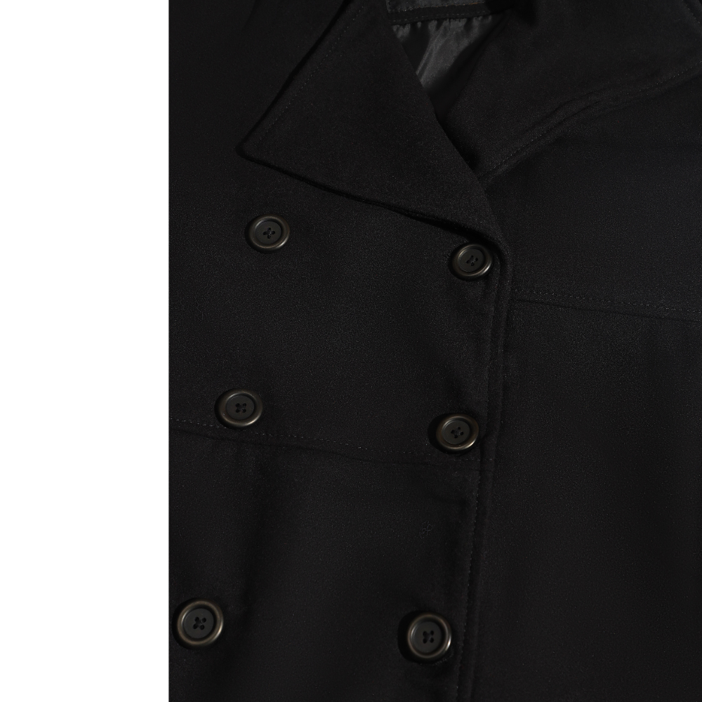 Kaia Black Long wool Trench coat