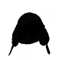 Black sheepskin shearling Aviator Hat