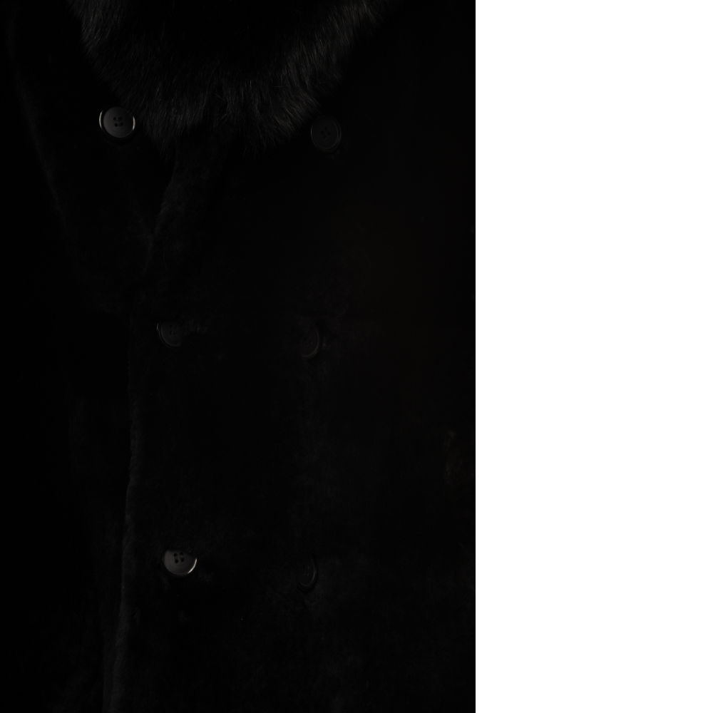 Peyton Black Mouton Shearling coat with Fox fur