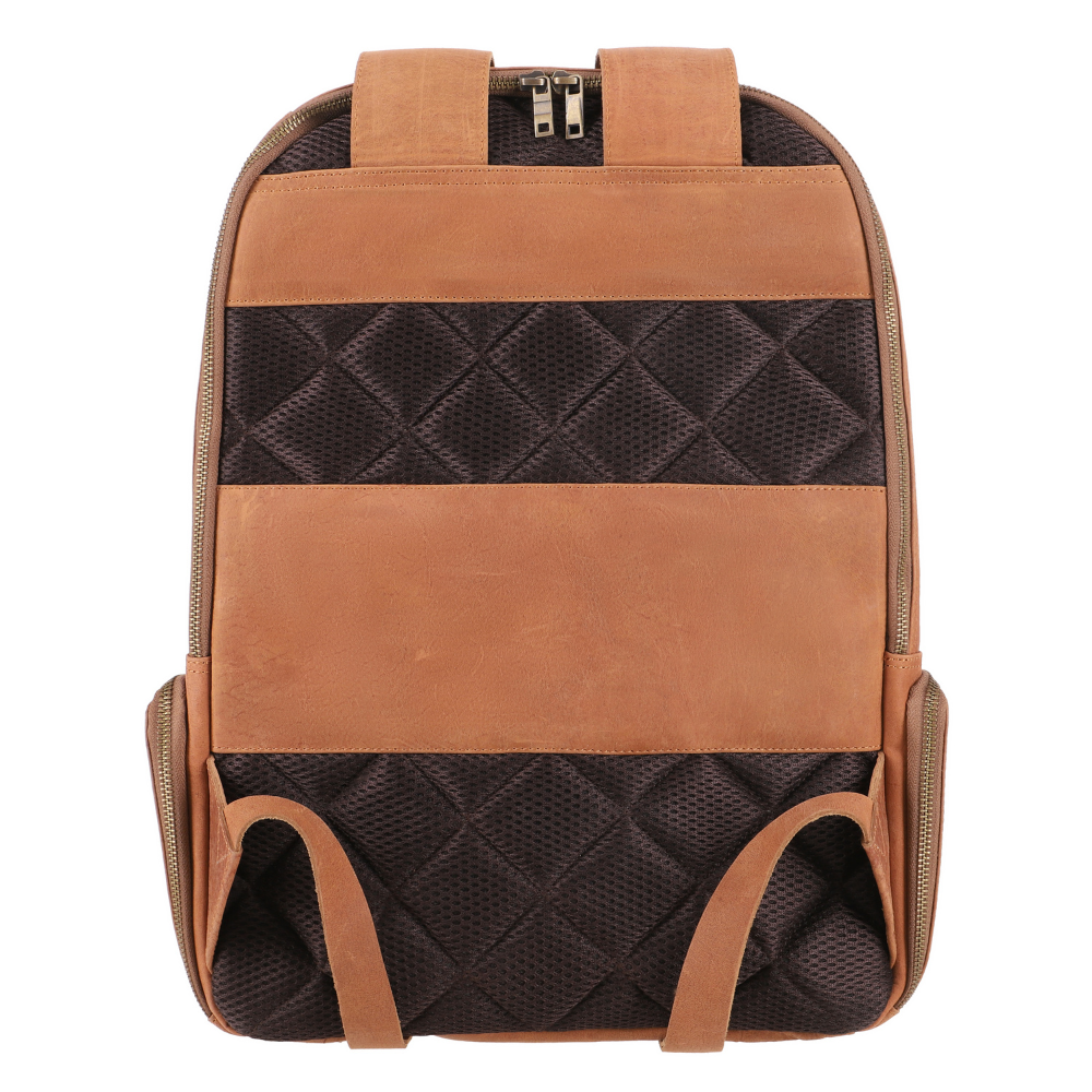 Tan Brown Leather Backpack