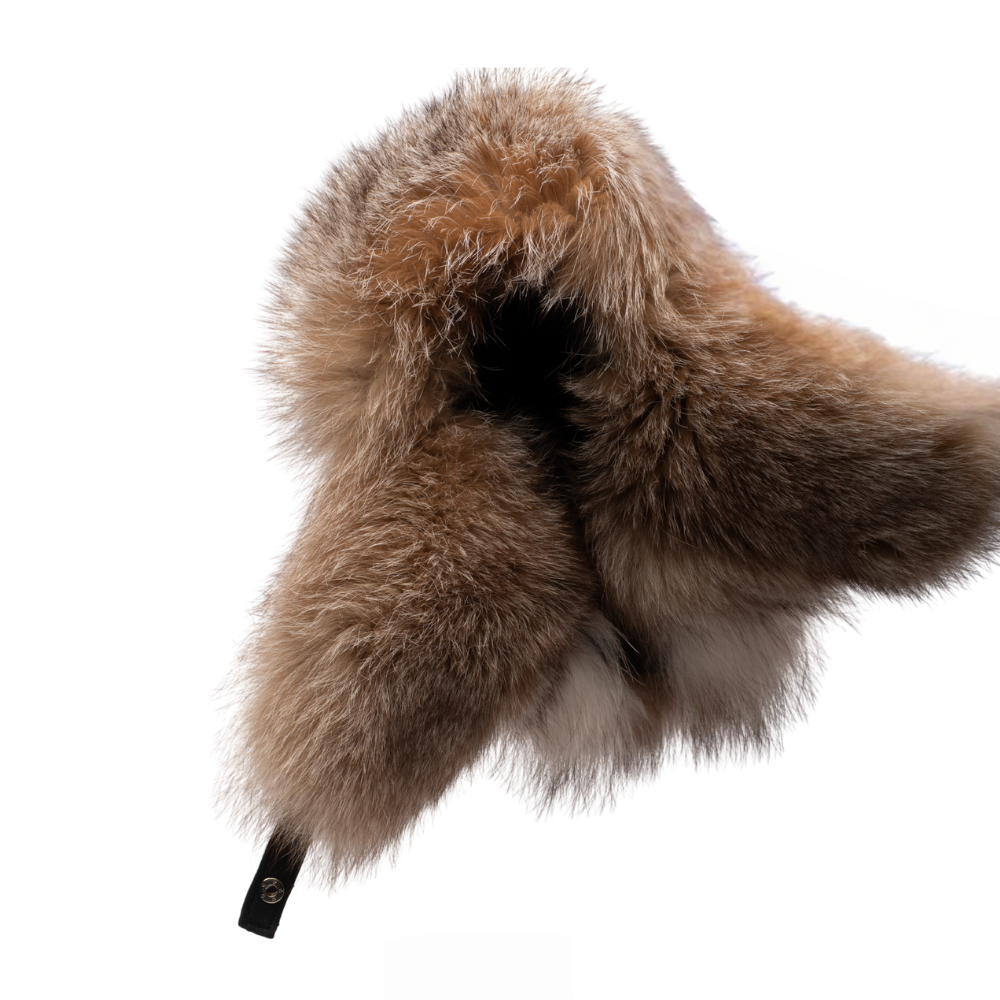Fox fur and leather Aviator hat