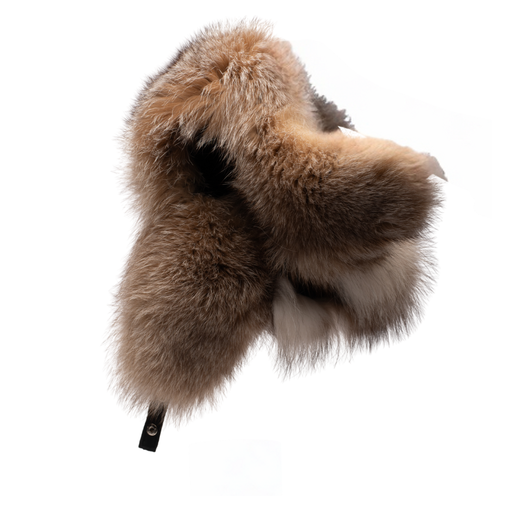Fox fur and leather Aviator hat