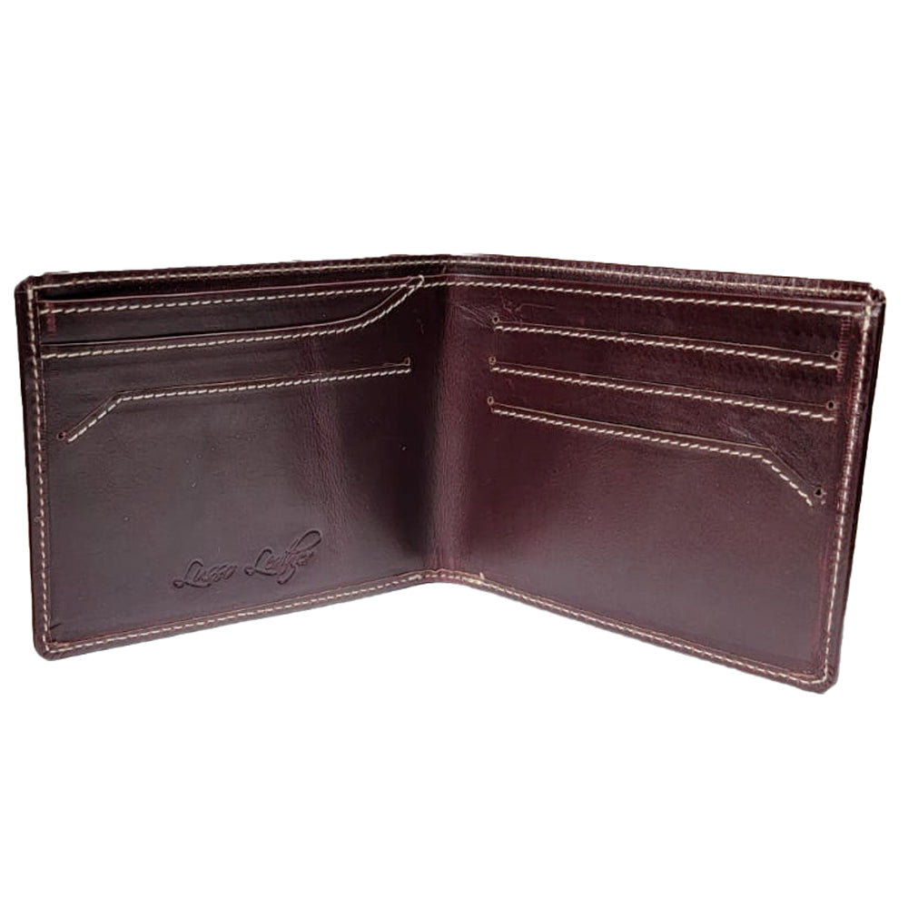 Burgundy Bi-fold Horsehide Leather wallet