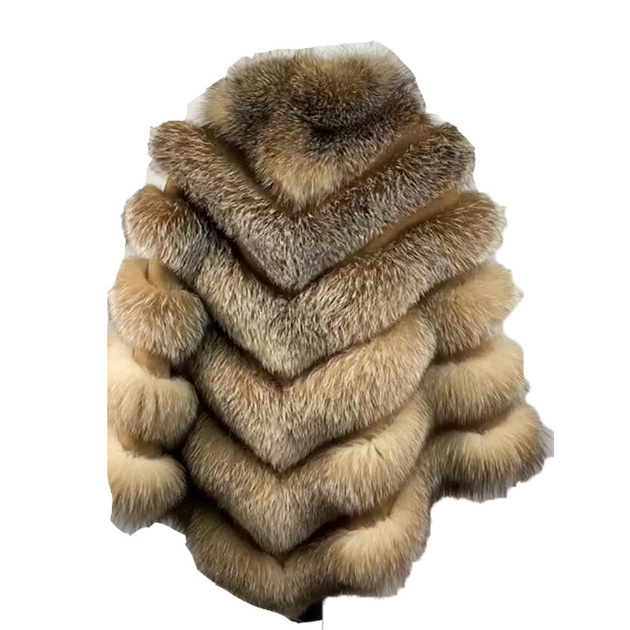 Women's Natural golden Fox Fur Cape/ Poncho