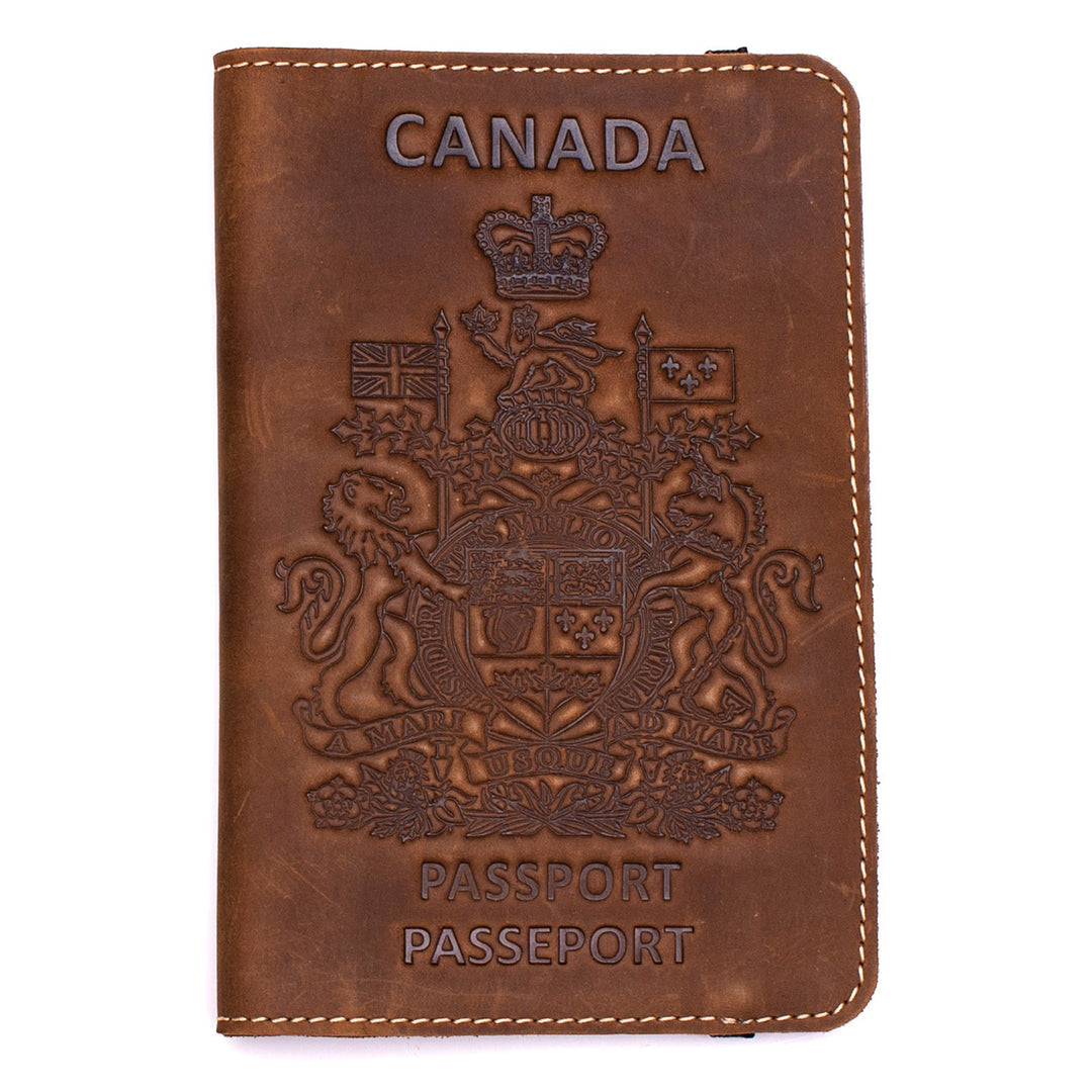 Canadian Brown Leather Passport Cover and Travel Wallet